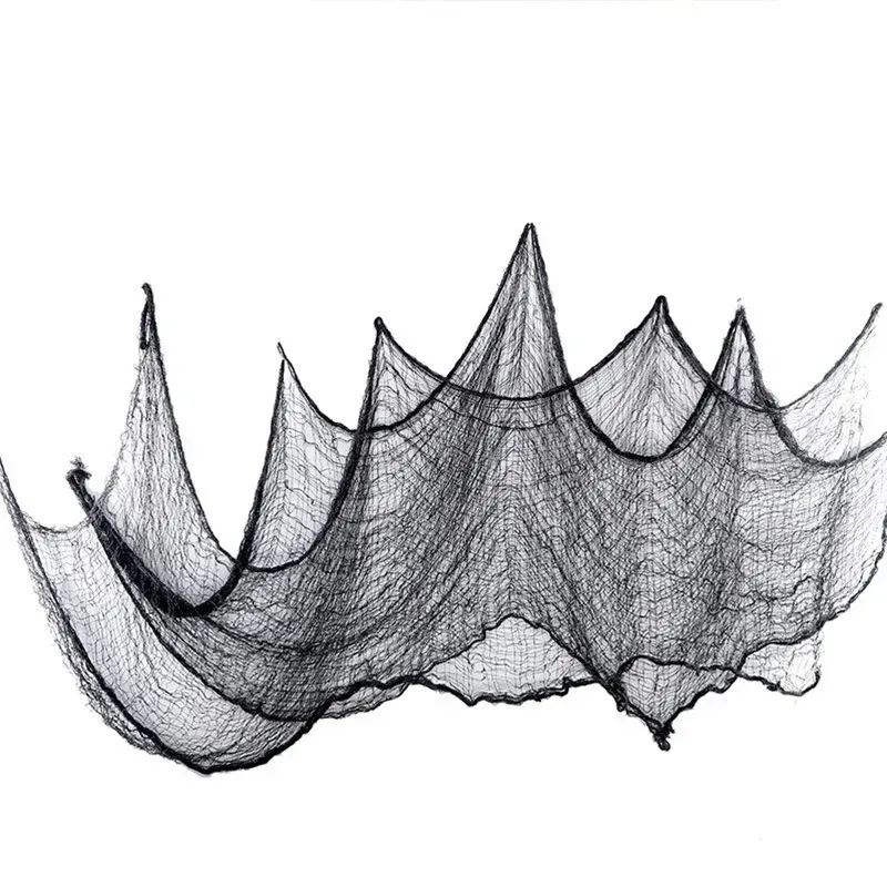 Décorations d'Halloween 76 x 183 cm, tissu de gaze noir effrayant pour fenêtre, table, porte, filet, déguisement effrayant, fête, maison hantée, décoration murale_voghion.com