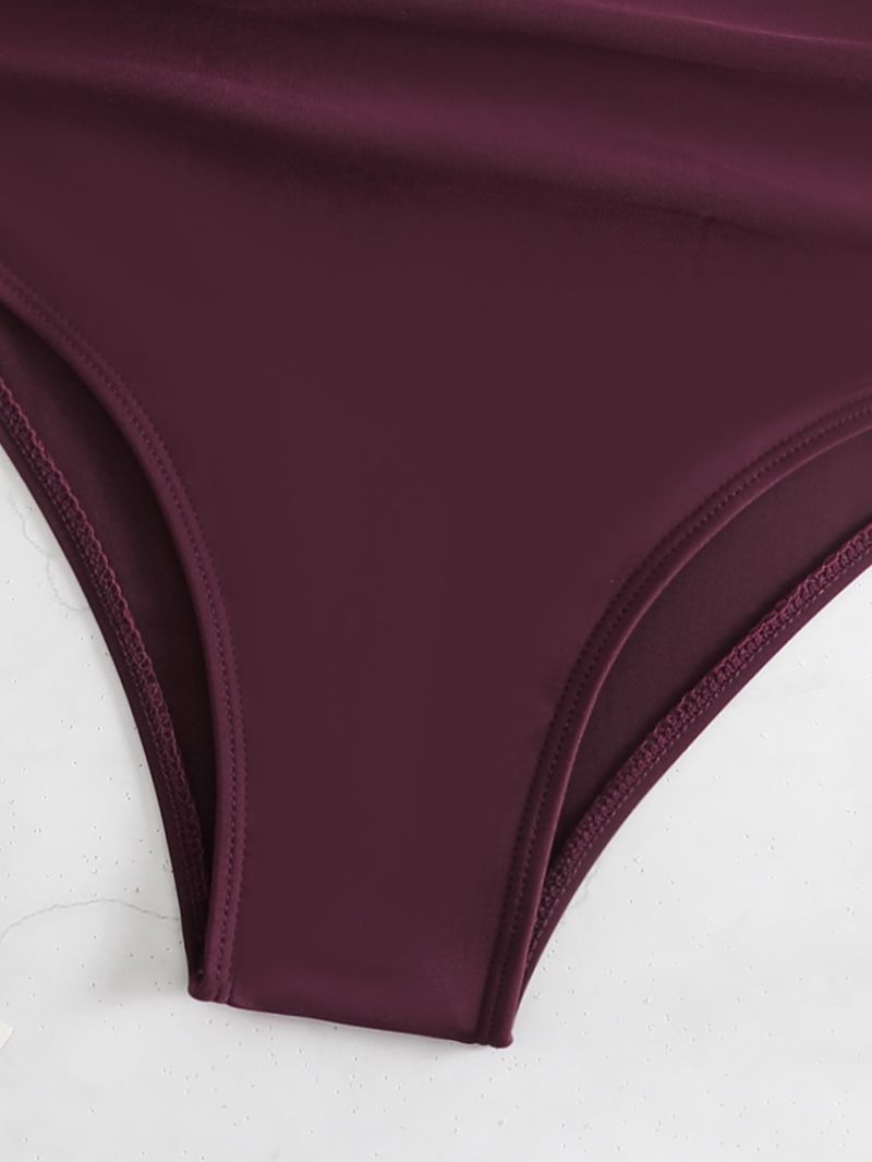 2025 New Bikini Women's Two-Piece Solid Color High-Waisted Swimsuit YQ0506_voghion.com