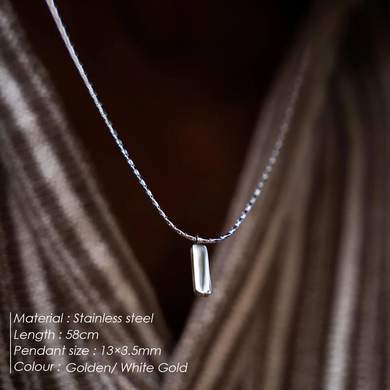 Men's Jewelry Small Brick Simple Necklace Hip Hop Fashion Design Clavicle Chain Light Luxury Sweater Chain Accessories_voghion.com