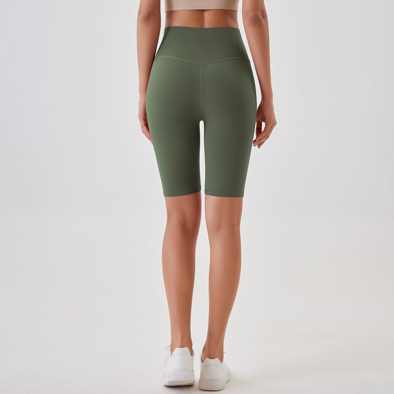 Women's Clothing double-sided brushed yoga shorts without embarrassing lines, buttocks lifting and abdominal control sports running fitness pants_voghion.com