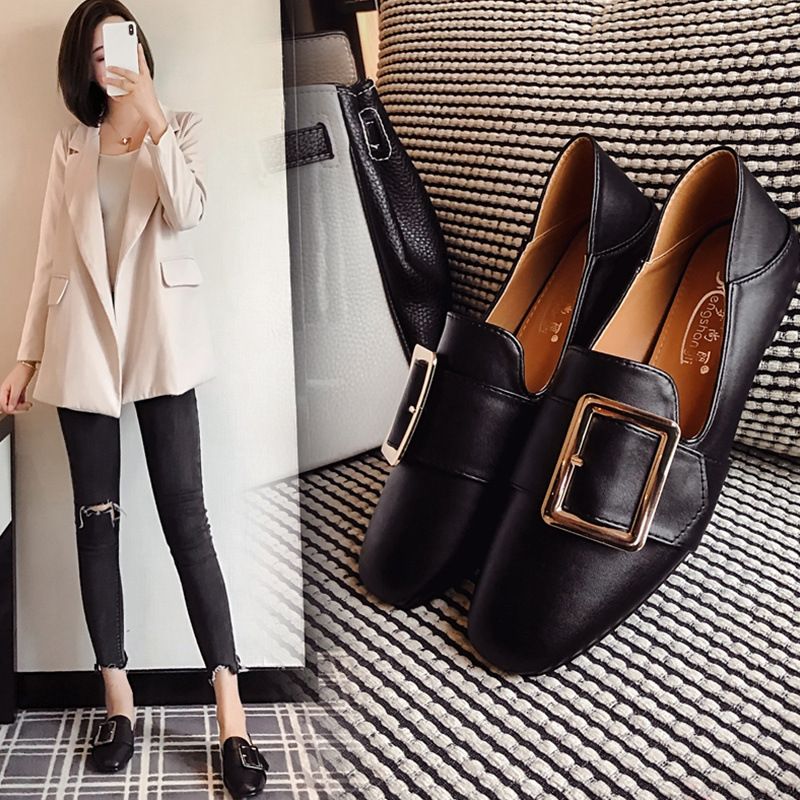 Single shoes women's new spring and summer small leather shoes one pedal women's shoes flat bottom versatile autumn_voghion.com