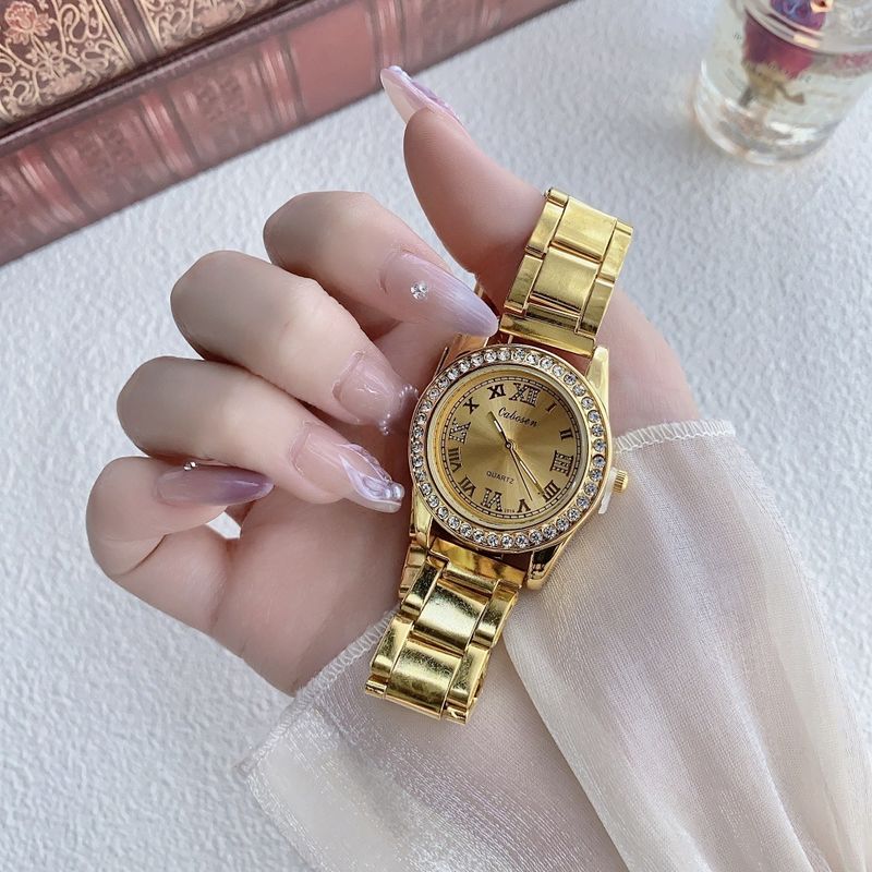 Damenuhren Großes Zifferblatt Uhr Damen Retro Gold Quarzuhr Paaruhr_voghion.com