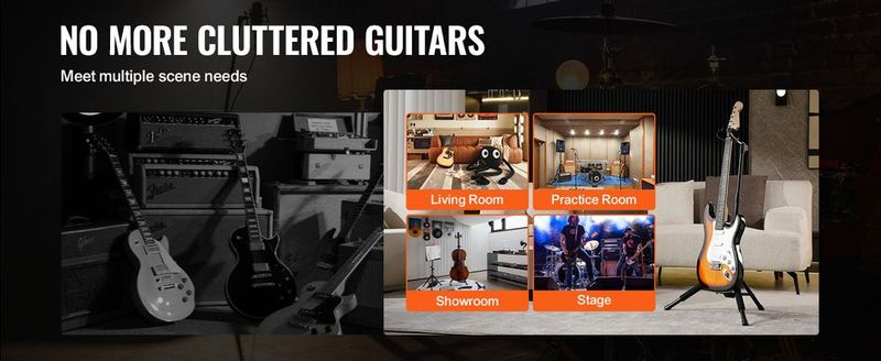 VEVOR Tripod Guitar Stand Floor-Standing Foldable 35.4-47.2 In Adjustable Height_voghion.com