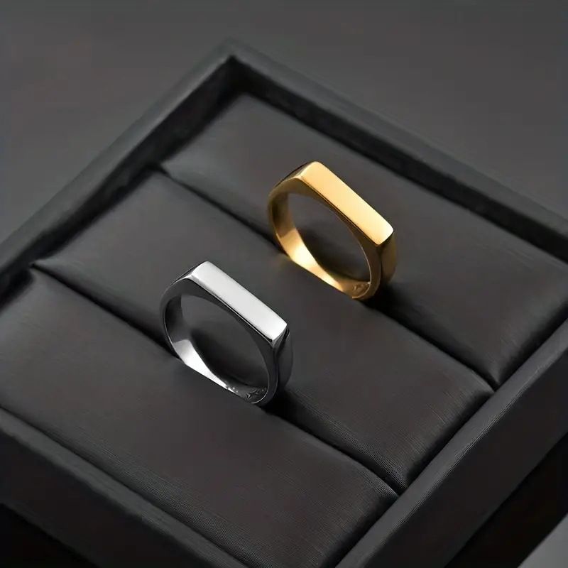 Titanium Wind Plate Engraving Pattern Electroplated Flat Couple Stainless Steel Ring Band_voghion.com