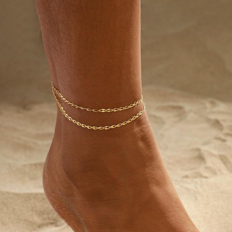14K Gold Plated Ancient Style Lip Chain Niche Design Minimalist Exquisite High-end Sense Personalized Beach Vacation_voghion.com
