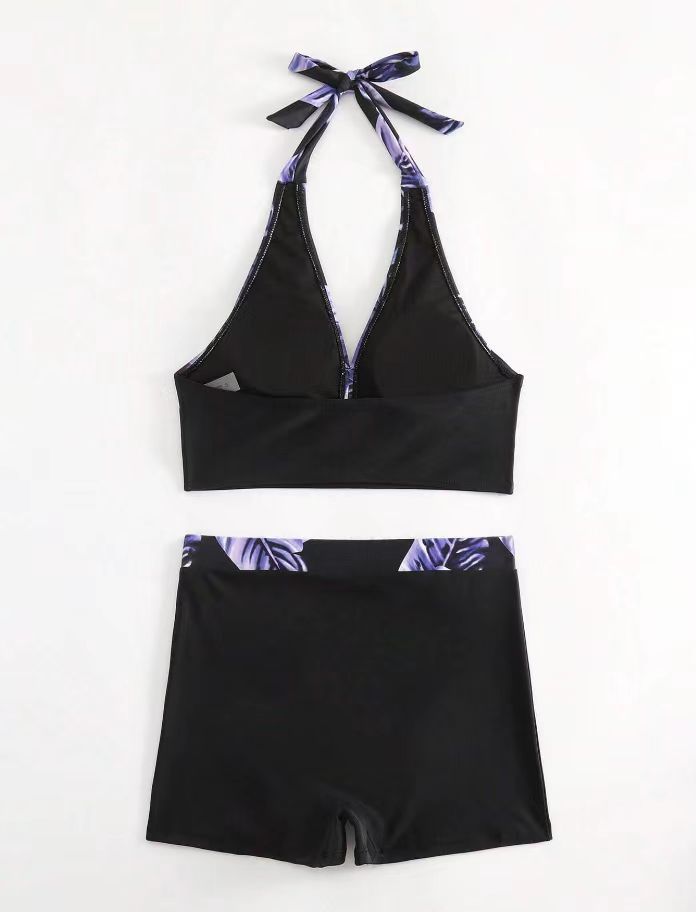 Costume da bagno intero da donna, con stampa digitale, con lacci, scollo all'americana, boxer, bikini sexy_voghion.com