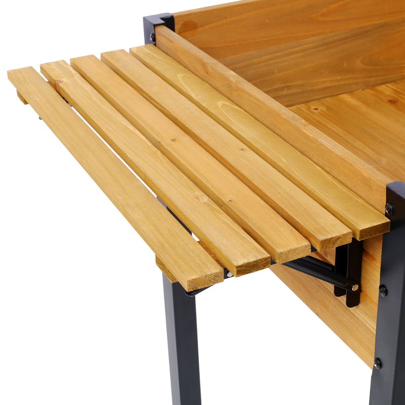 Raised Garden Bed, Metal Leg Wood Planter Boxes With Folding Storage Shelf,Elevated Planter Box For Growing Fresh Herbs, Vegetables, Flowers Great For Outdoor Patio, Deck, Balcony_voghion.com