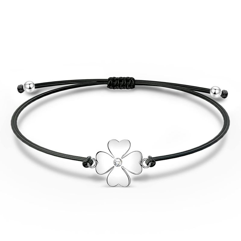 Pulseira da sorte feminina, presente de Natal, pulseira de liga da amizade, pulseira com pingente de anjo e diamante em aço trançado à mão_voghion.com