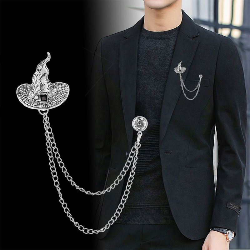 Cappello in stile coreano, spilla, nappa in lega da uomo, giacca con intarsi di diamanti, accessori floreali per il petto, spilla per abbigliamento_voghion.com