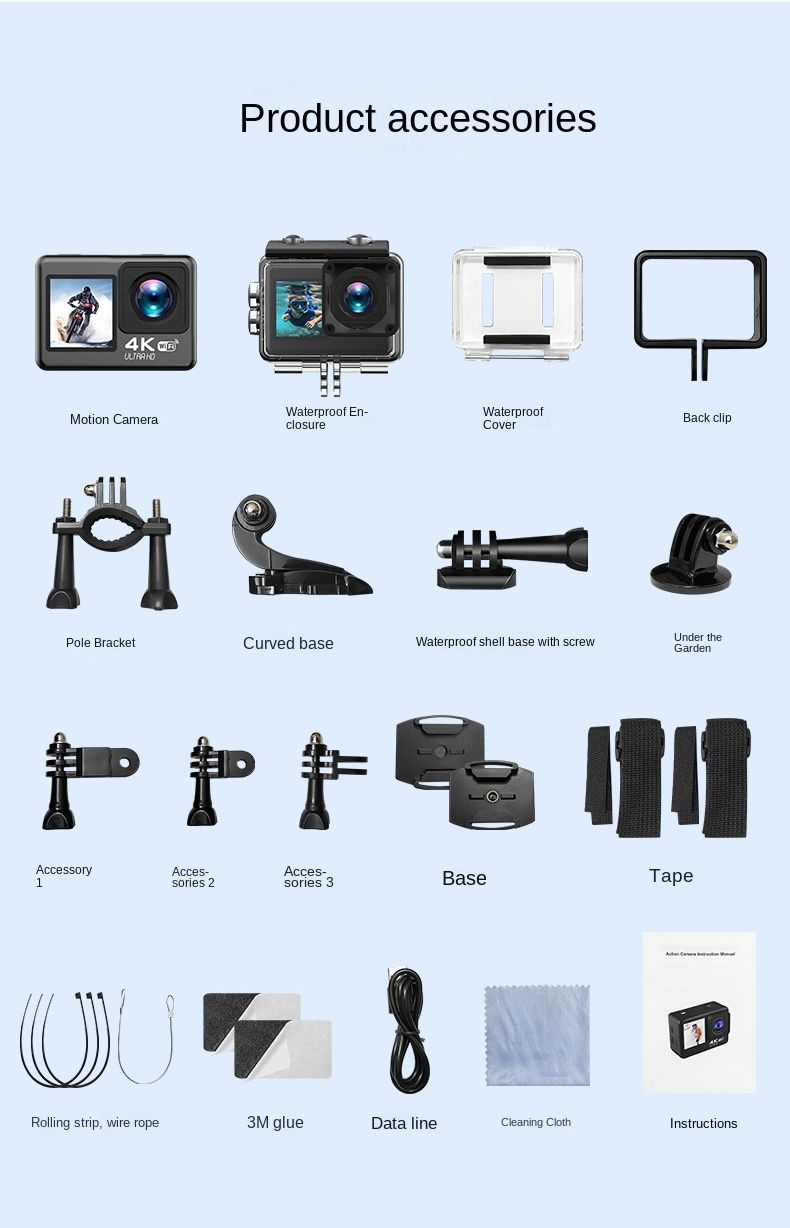 Grenzüberschreitende Sportkamera 4K HD Zweifarbbildschirm Wasserdichte Anti-Shake-Außenkamera WiFi Internet Sport-DV-Kamera_voghion.com