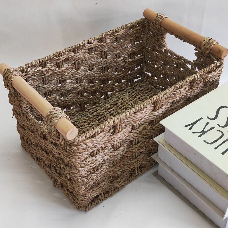 Creative New Style Instant Delivery Straw Miscellaneous Home Water Hyacinth Desktop Storage Woven Basket_voghion.com
