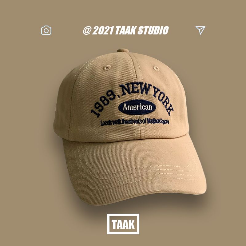 Unisex Embroidered Letters Baseball Caps Adjustable Casual 1989 New York American Cotton Sun Solid Visor Hats for Men_voghion.com