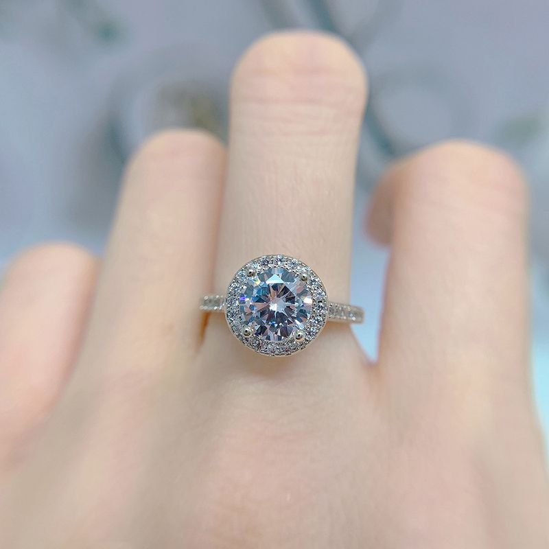 Misty Moon Classic Anello di fidanzamento da donna Micro set AAA Zircone placcato platino Anello con diamanti Gioielli_voghion.com