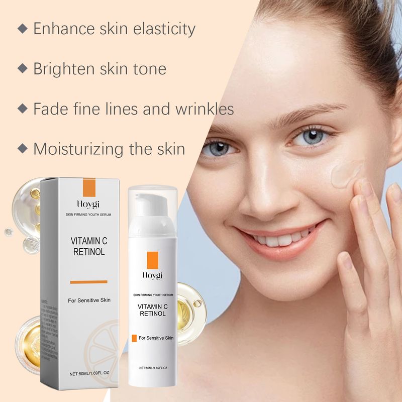 Hoygi Retinol Vitamin C Anti-Wrinkle Serum, Moisturizing Light Line Moisturizing Skin Care Facial Serum_voghion.com