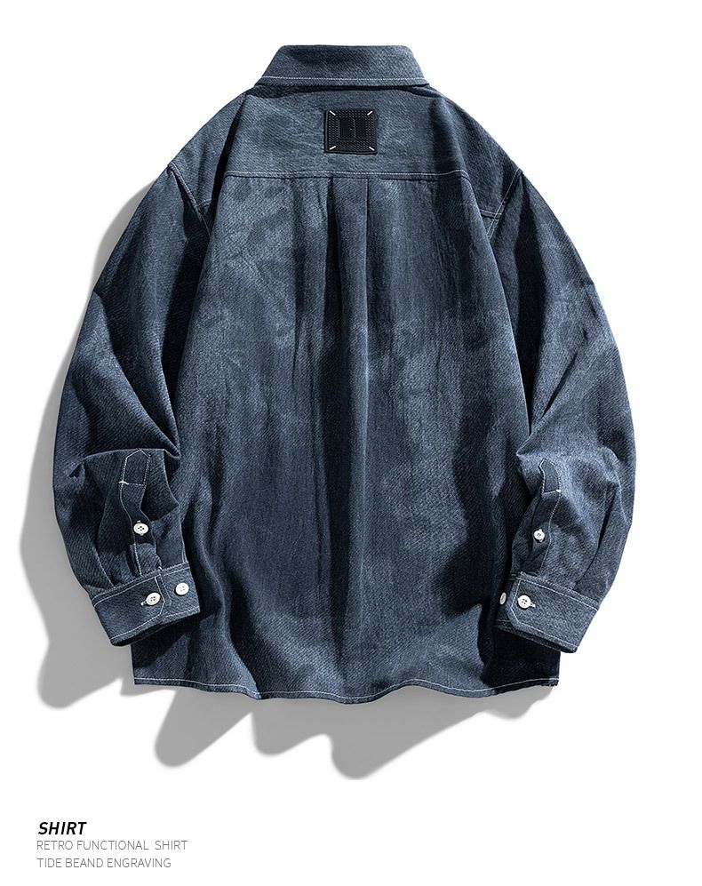 Giacca da uomo in denim alla moda di alta qualità 2024 autunno coreano in puro cotone stile da lavoro coppia camicia a maniche lunghe_voghion.com