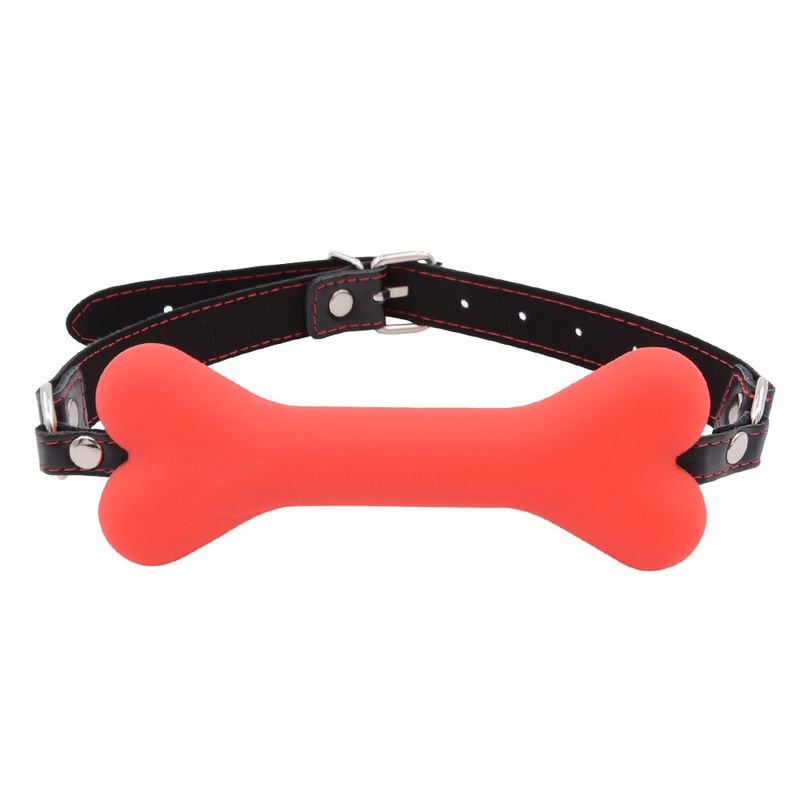 Silicone Dog Bone Gag - BDSM Ball Gag With Restraint Collar, Adjustable Bondage Gear For Couples_voghion.com