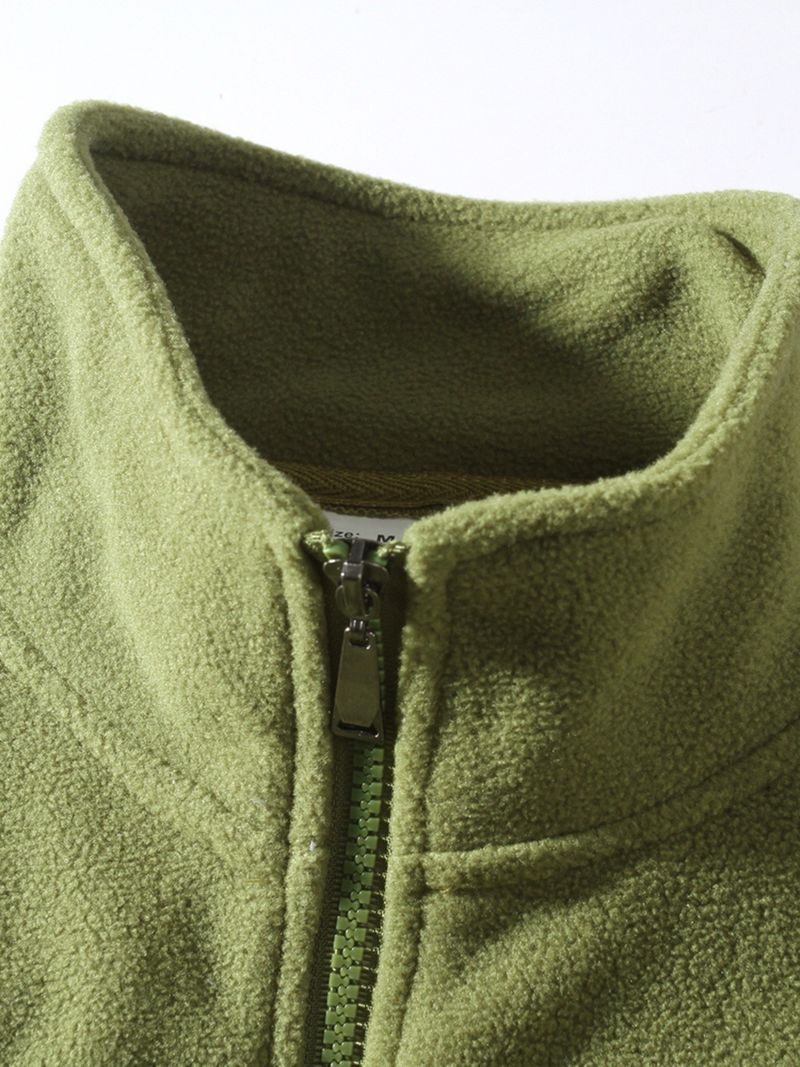 Chaqueta informal con capucha y cremallera para hombre - Sudadera ligera con cuello alto y forro polar para otoño e invierno (gris, negro, verde, beige)_voghion.com