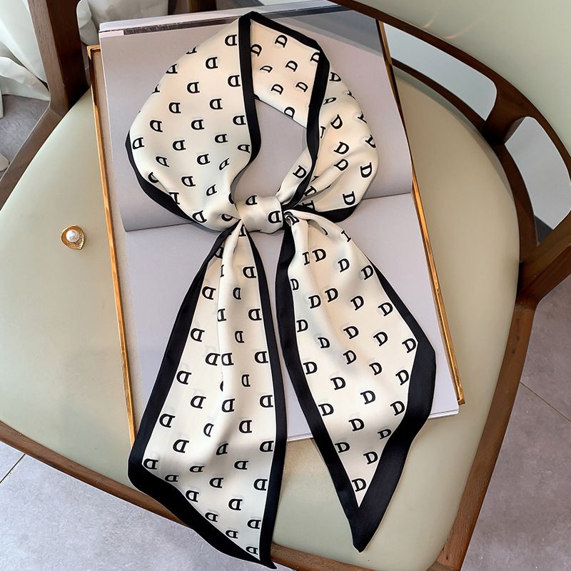 Spring Autumn New Letter Thin and Narrow Small Women's Headband Decorative Scarf Long Bar Tie Bag Belt_voghion.com