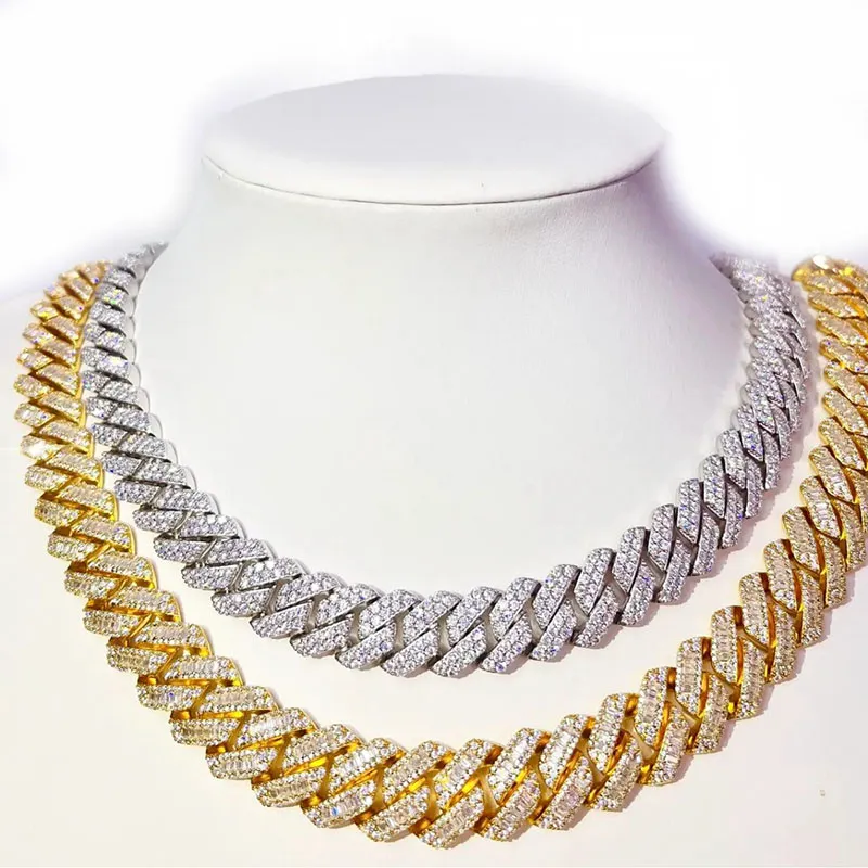 Custom Hip Hop Jewelry Sterling Sier Iced Out VVS Mossanite Cuban Link Chain_voghion.com