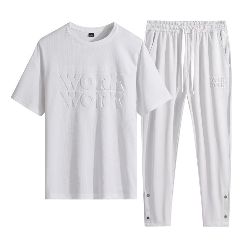 Sommer Dünne Waffel Casual Anzug Für Männer Neue Kurzarm Sport Sommer Outfit Trend Einfache Passende Gutaussehende_voghion.com
