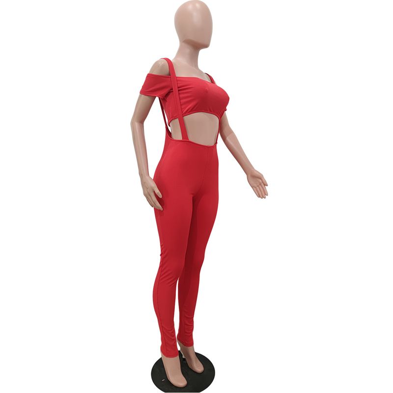 JP1029 Sexy ed elegante top a tubino a coste con maniche corte e pantaloni con spalline, set da due pezzi_voghion.com