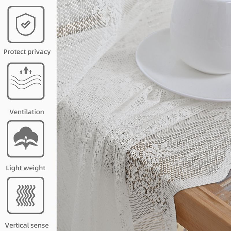 Tenda in pizzo bianco retrò francese - Elegante zanzariera per finestra per camera da letto e soggiorno_voghion.com