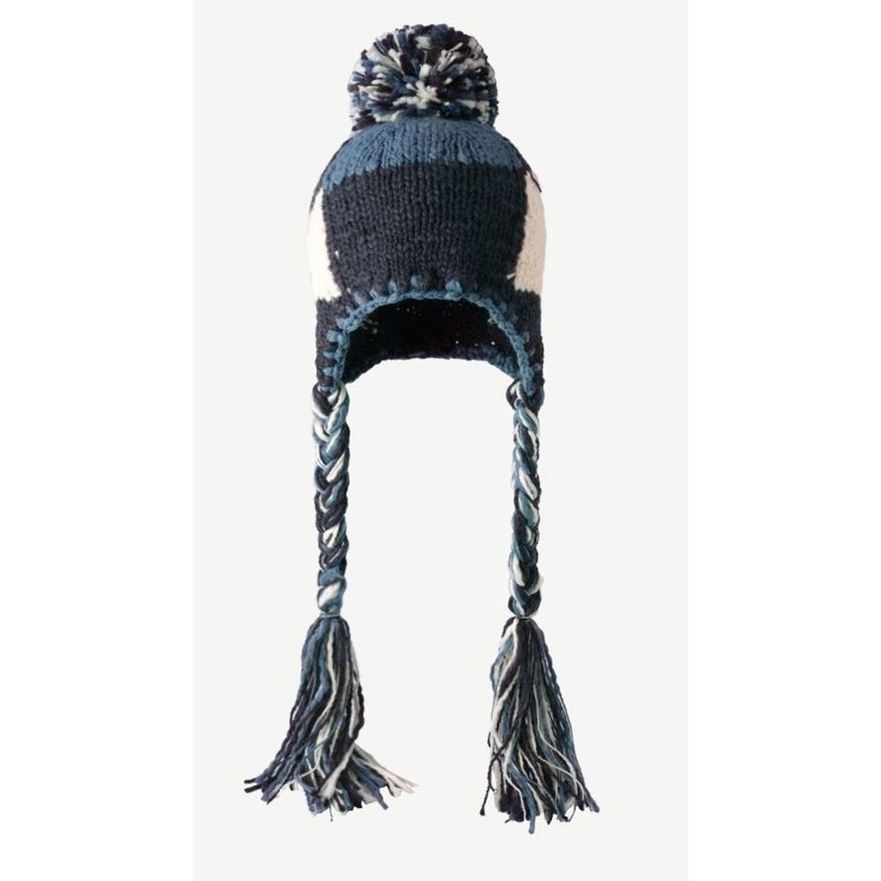 Cappello lavorato a maglia patchwork da donna in stile etnico, carino pompon con treccia spessa, versione coreana, caldo e con protezione per le orecchie, per l'autunno_voghion.com