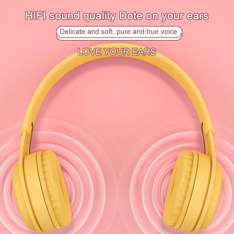 Y08 Hifi Sound Quality Macaron Bluetooth Headset, Supports Calling & TF Card & 3.5mm AUX (Black)_voghion.com