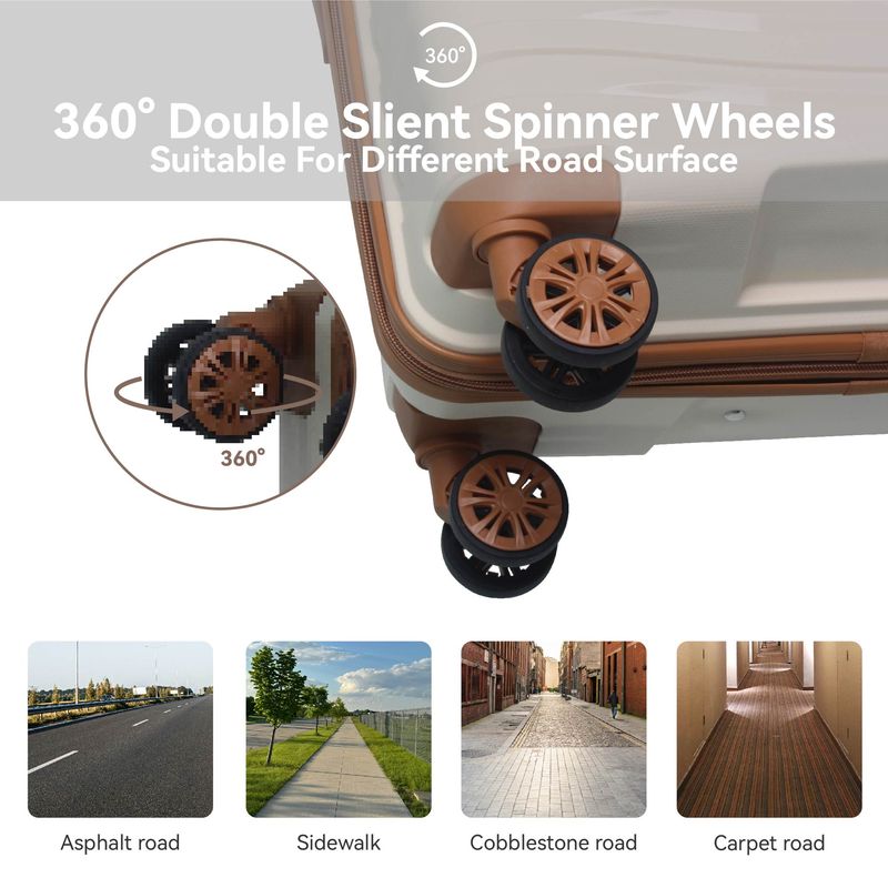 3-Piece Luggage Sets (20", 24", 28"), Suitcase With Wheels, Hardside Suitcase With Four Spinner Wheels And Scratch-Resistant Surface, Beige_voghion.com