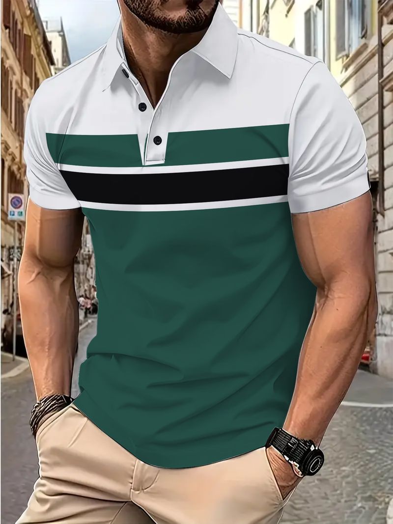 Nuova polo casual da uomo con colletto con bottoni stampati in 3D e parte superiore versatile_voghion.com