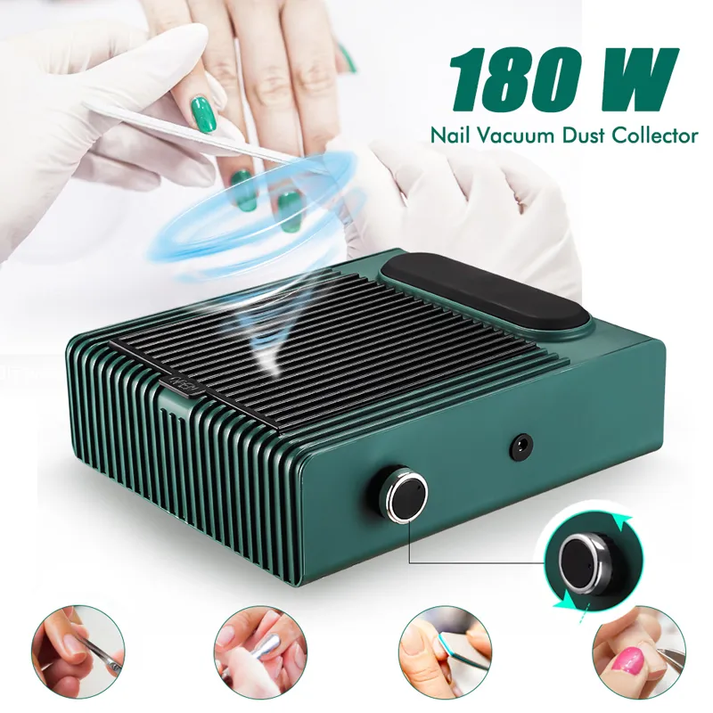 Aspiradora de uñas de 180 W para manicura y pedicura con filtro extraíble, potente colector de polvo para uñas, máquina de manicura ajustable_voghion.com