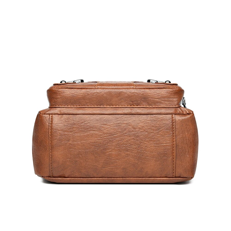 Vintage Woman Handbags Soft PU Leather Female Ladies Tote Bag Adjustable Strap Multi-Pockets Casual Simple for Weekend_voghion.com