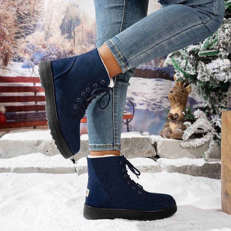 Snow Outdoor Lightweight Non-Slip Lace-Up Thickened Warm Women's Cotton Boots European Size 45_voghion.com