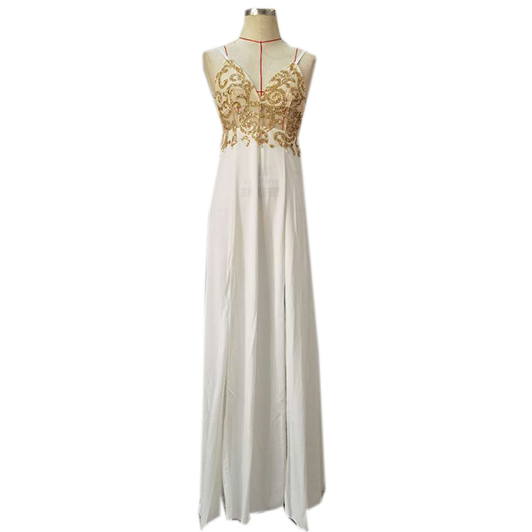Neues Abendkleid mit Träger, Sexy Hochzeits-Brautjungfernkleid mit tiefem V-Ausschnitt, Slim Fit Kleid, Kurzarm_voghion.com