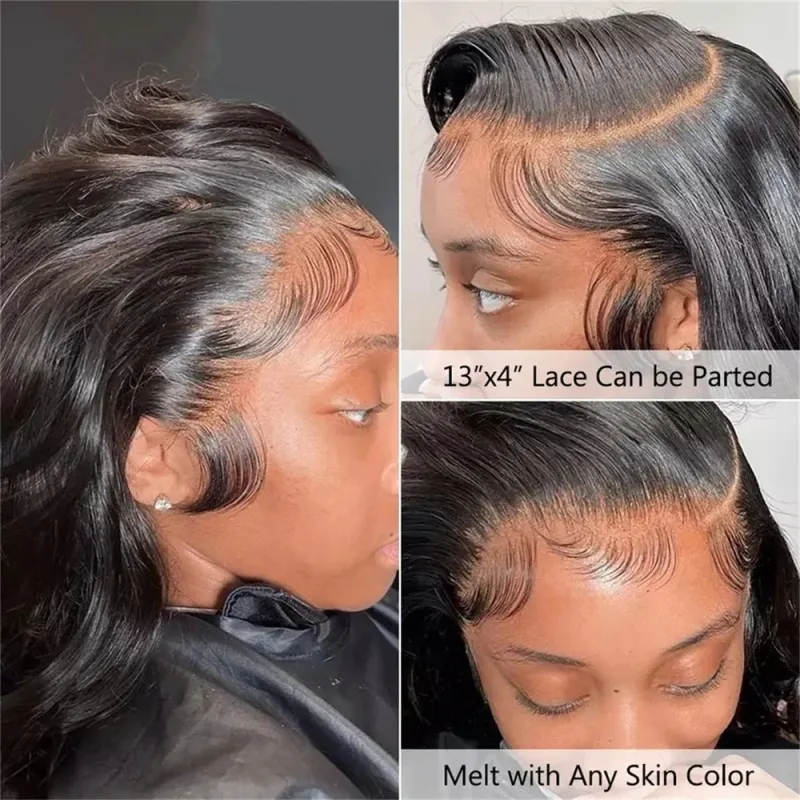 Unda de apă braziliană Păr uman Transparent dantelă frontală Kinky Curly Culoare naturală 4x4 13x4 Închidere Vanzare_voghion.com