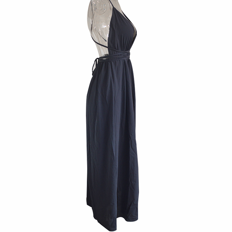 Pralles großes rotes V-Ausschnitt-Unterhemd im Urlaubsstil, rückenfreies Chiffon-Kleid im französischen Bohemian-Stil für Damen_voghion.com