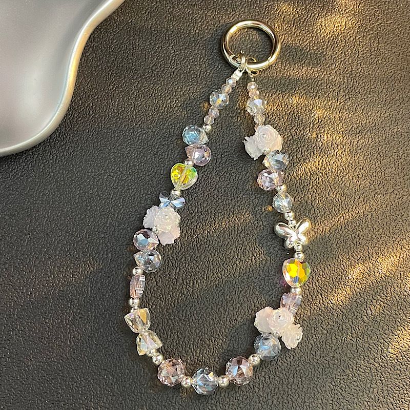 CyberGear Light Versatile Chain Sakura Butterfly Perline Braccialetto da polso con cordino in cristallo per custodia per telefono_voghion.com