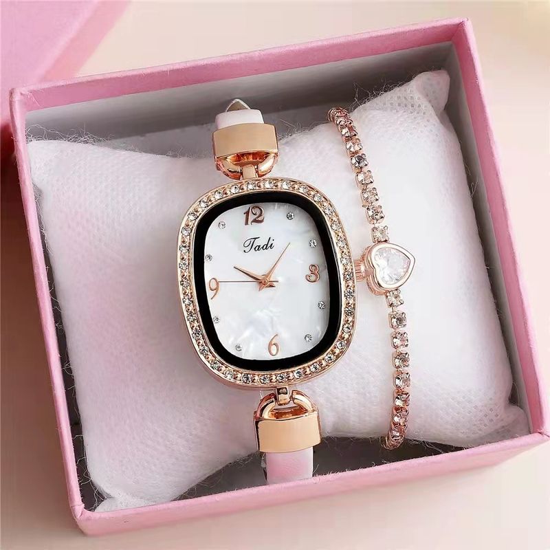 Orologi da donna, tendenza moda, cinturino in marmo, strass, quadrante digitale con diamanti, orologio al quarzo da donna in due pezzi._voghion.com