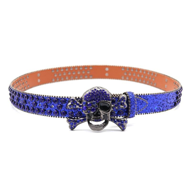 Guandžou skeleta galvas vīriešu spīdīga rhinestone josta hiphopa pankroka personalizēta mode_voghion.com