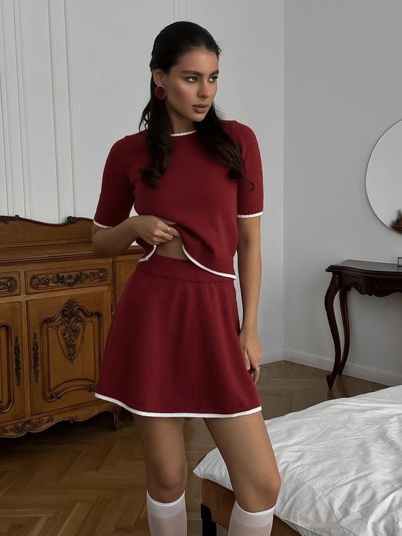 Chic Knit 3-Piece Set – Oversized Cardigan & Mini Skirt, Soft Cotton Blend (S/M/L, Fall/Winter Essential, Cozy Stylish Outfit For Work & Weekend)_voghion.com