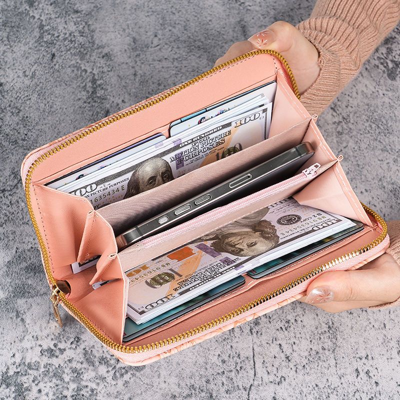 Nueva billetera estilo coreano, linda billetera larga para monedas, gran capacidad, para mujer, con múltiples ranuras para tarjetas_voghion.com