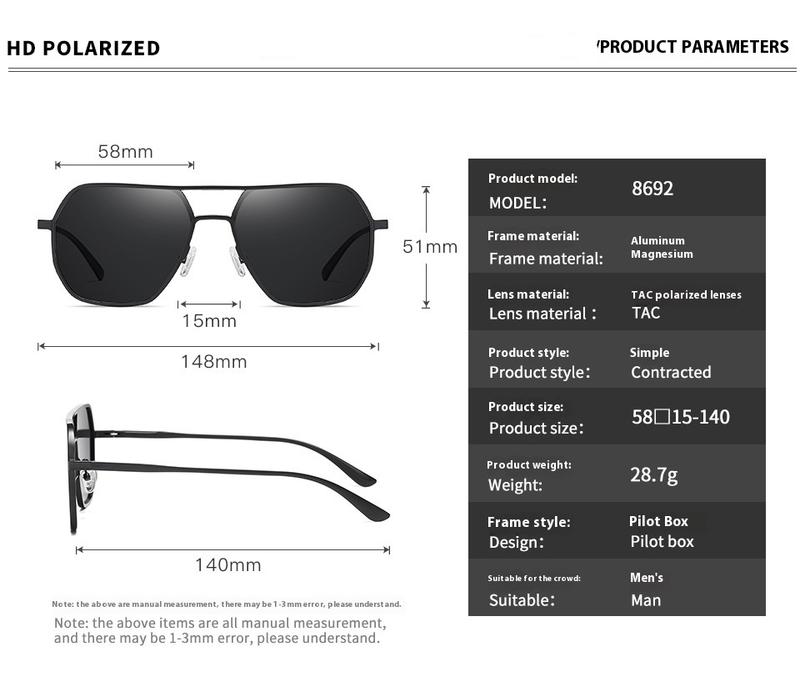 New Irregular Aluminum Magnesium Men's Sunglasses Driving Trend Sunglasses Night Vision Color Changing Anti UV Polarizing Lens_voghion.com