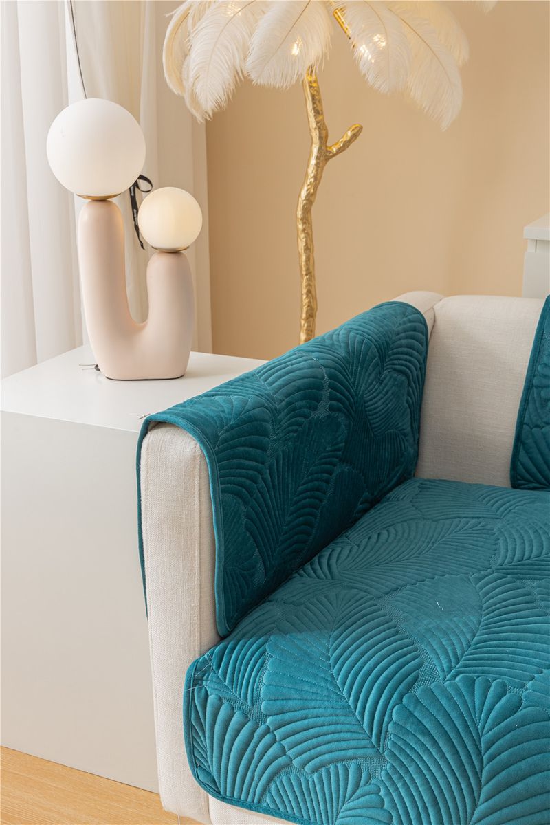Autumn and winter style ultra soft solid color plush banana leaf sofa cushion modern simple double sofa cushion cloth factory direct sales_voghion.com