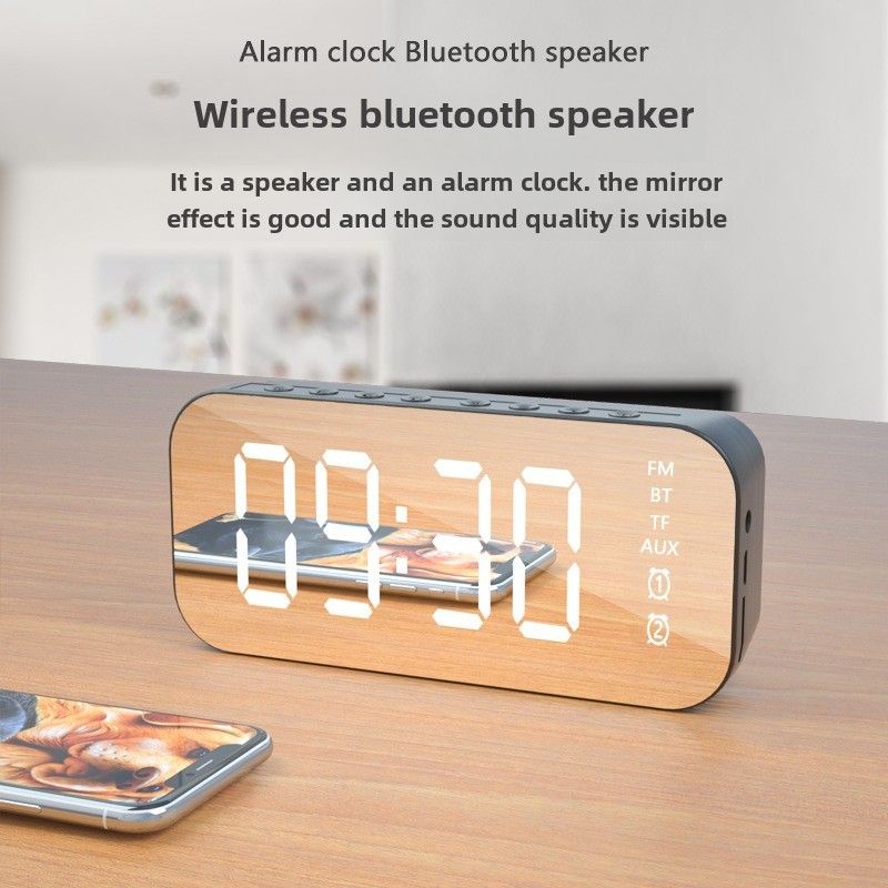 Bezvadu Bluetooth skaļrunis jauns mini mājas spogulis mazs skaļrunis tālvadības pults modinātājs viedais skaļrunis_voghion.com