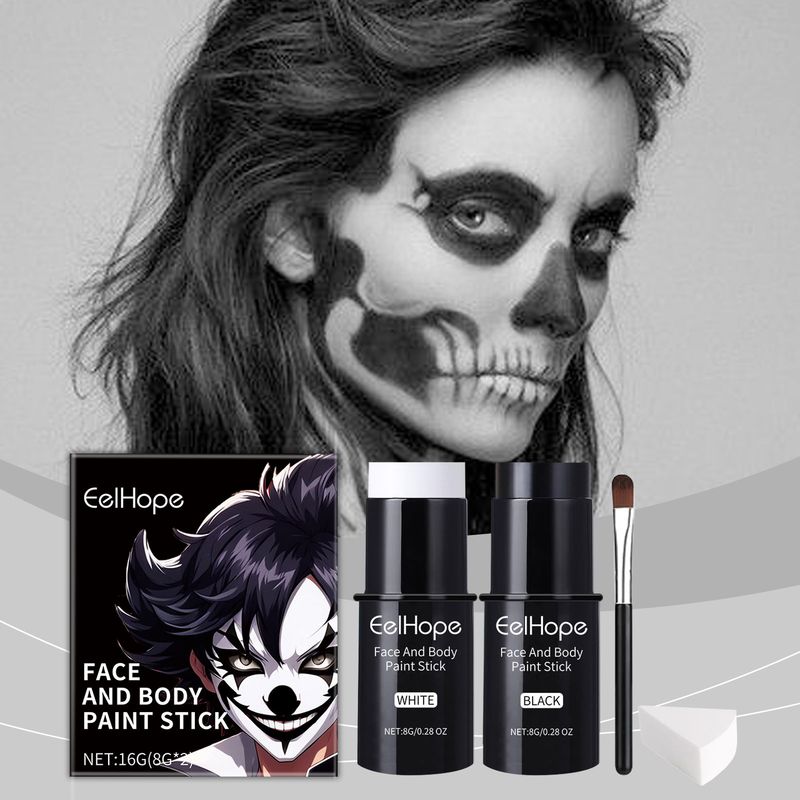 Eelhope 4pcs/set Halloween Face Painting Stick Set, Covered With Painted Foundation Makeup Clown Colorful Stick_voghion.com