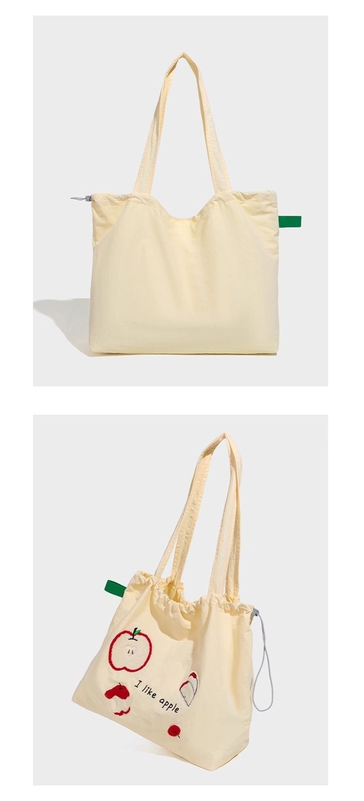 Embroidered Drawstring Canvas Bag 2025 Fall/Winter New Versatile Shoulder Bag Tote Bag_voghion.com