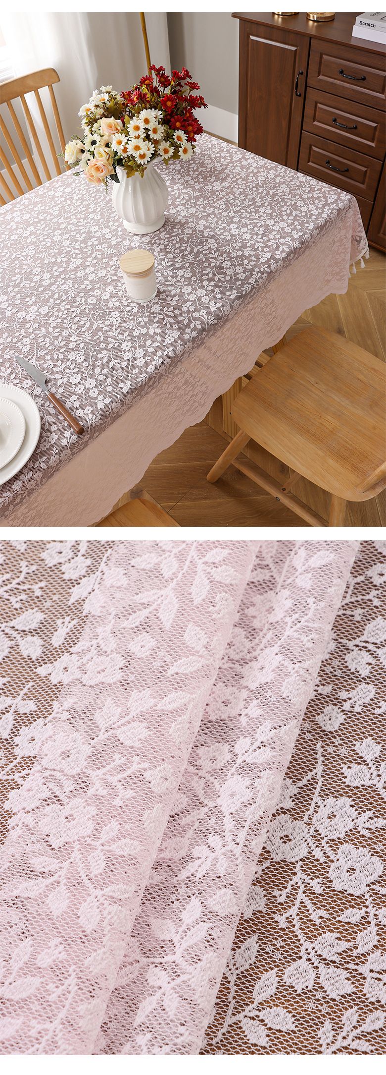 Kleine Blumenspitze Jacquard Tischdecke Französische Atmosphäre Tischmatte Hintergrundtuch Verschönern Dekoration Abdeckung_voghion.com