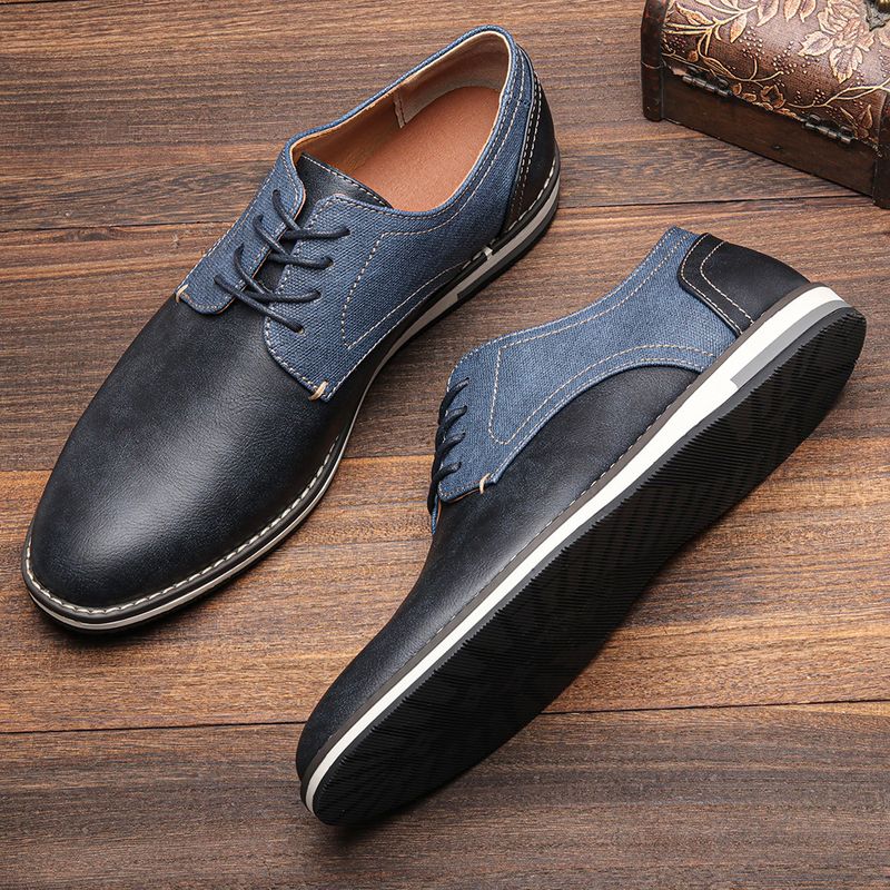 Herrenschuhe Große Herren Freizeitschuhe Modische leichte Herrenschuhe Farblich passende atmungsaktive Herren Lederschuhe_voghion.com