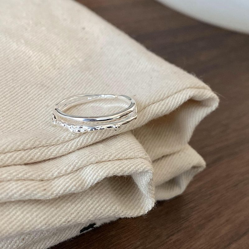 Fashion Minimalist Sterg Sier Stacked Geometric irregularity Opening Ring Adjustable for Women Trendy Jewelry Gift Wholesale_voghion.com
