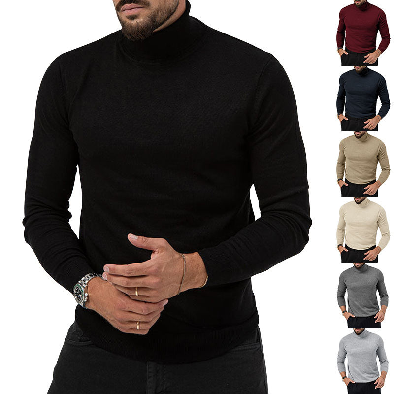 Hochelastischer Rollkragenpullover aus gestricktem Kaschmir für Herren mit dicker, warmer Unterwolle_voghion.com